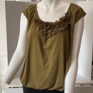 Women's Olive Ruffle Top